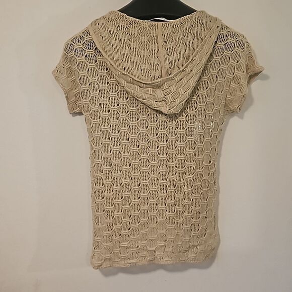Trina Turk tan crochet  hoodie S - Picture 4 of 6